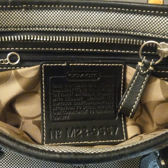 Black and White Coach Purse with Leather trim - Picture 6 of 6